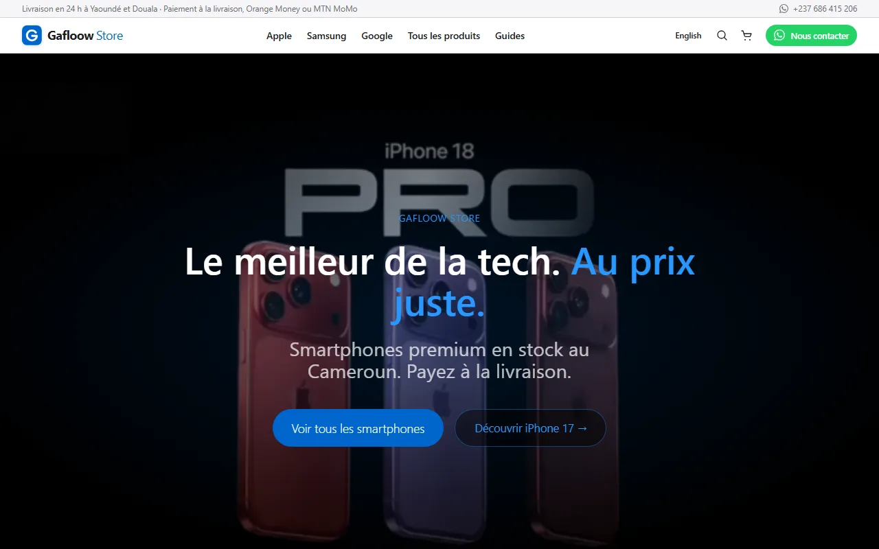Capture du site Gafloow Store (gafloowstore.com), réalisé par Gafloow